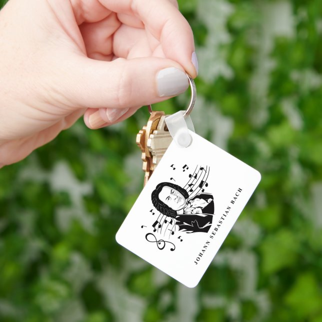 Chaveiro Johann Sebastian Bach Portrait e Bust com Notes (Mão)