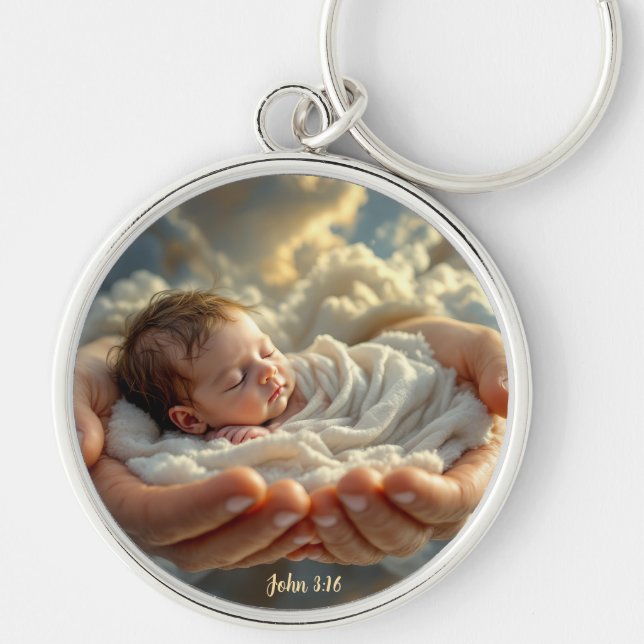 Chaveiro John 3:16 Bible Verse Baby Keychain (Frente)
