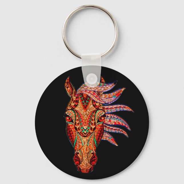 Chaveiro Joia do cavalo mosaico colorido equestre (Frente)