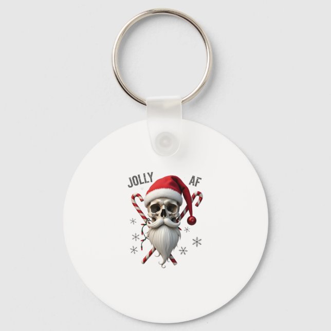 Chaveiro Jolly Af Christmas Skull Santa Hat Happy Xmas Holi (Frente)