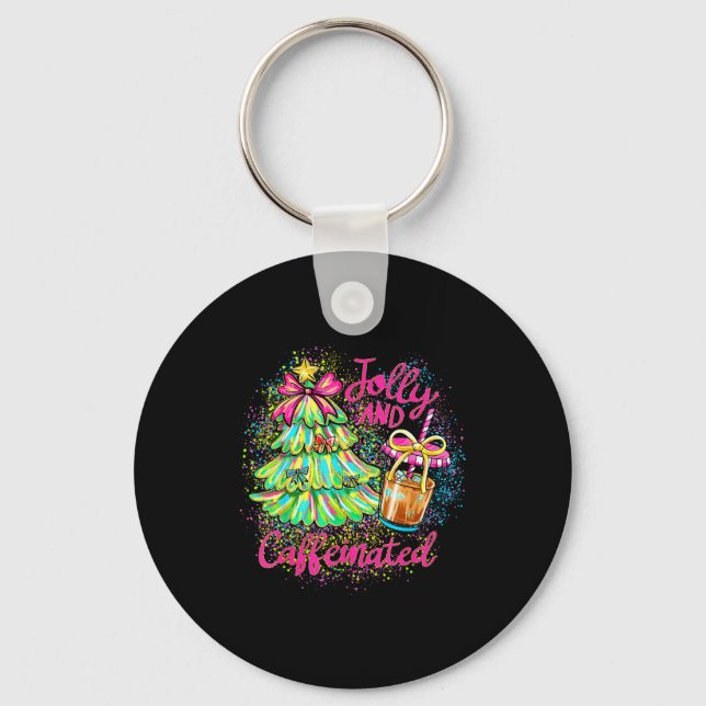 Chaveiro Jolly And Caffeinated Christmas Tree Coquette Bow  (Frente)
