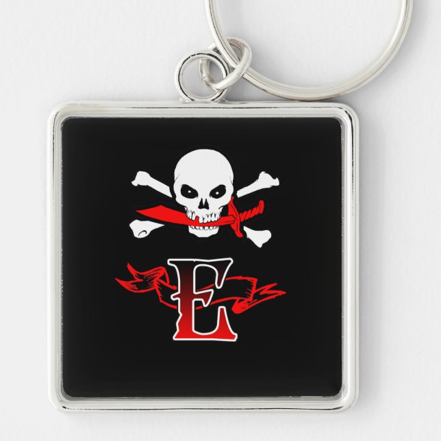 Chaveiro Jolly Roger E Monograma Inicial (Frente)
