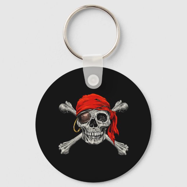 Chaveiro Jolly Roger Pirate Skull Crossbones Halloween (Frente)