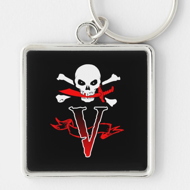 Chaveiro Jolly Roger V Monograma Inicial (Frente)