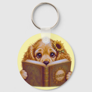 Chaveiro Jovens Amam Livros, cachorrinho cocker spaniel