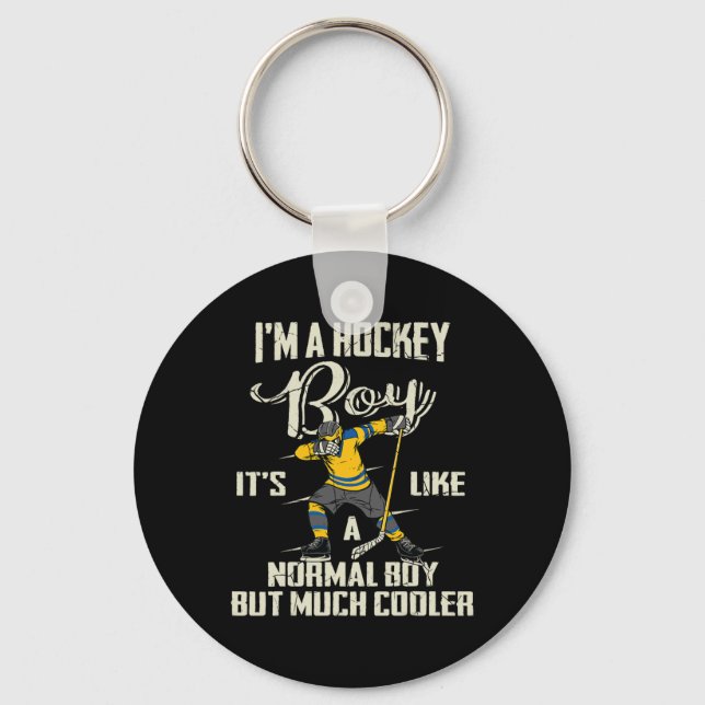Chaveiro Jovens do Hockey Diversão Jogadores de Dabbing Cri (Frente)