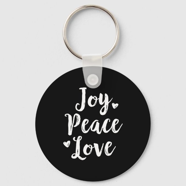 Chaveiro Joy Peace Love Red Brushed Script Womens Holiday  (Frente)
