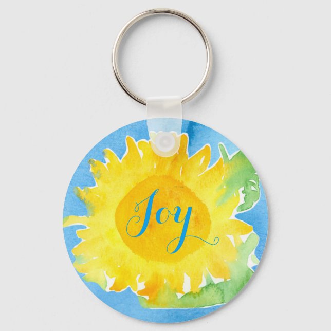 Chaveiro Joy Sunflower Watercolor Painting (Frente)