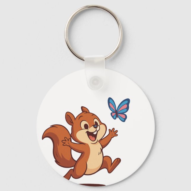 Chaveiro Joyful Chase – Happy Squirrel & Butterfly (Verso)