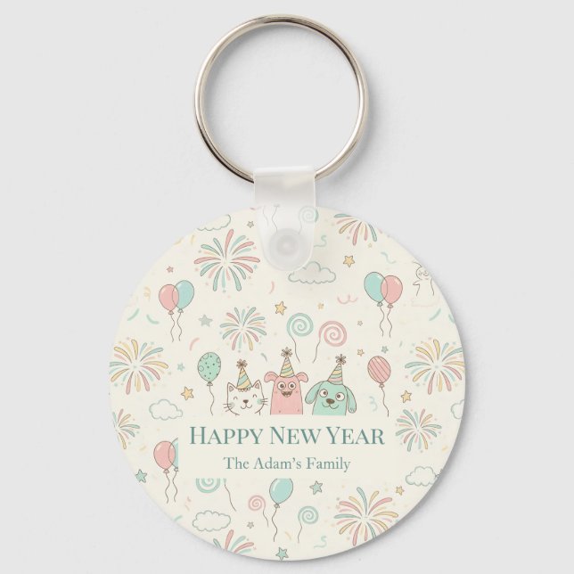 Chaveiro Joyful Happy New Year 2026 Keychain (Frente)