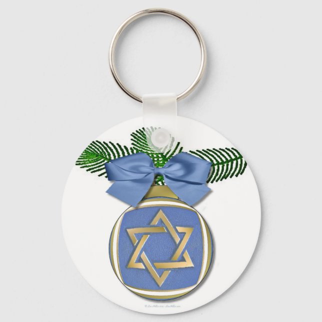 Chaveiro Judaica Hanukkah Star De David Ornament Impressão (Frente)