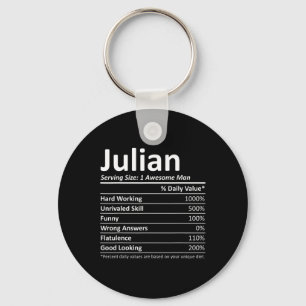 Chaveiro Julian Nutrition Funny Birthday Nome Personalizado