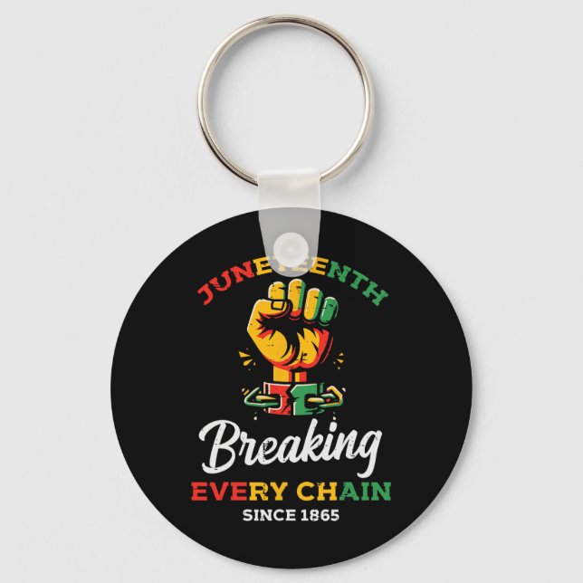 Chaveiro Juneteenth Rompendo Cada Corrente Homens Africanos (Frente)
