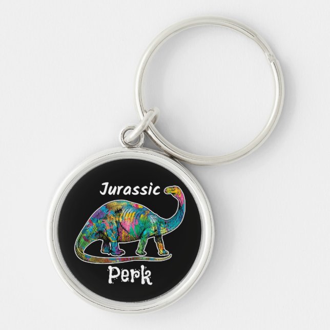 Chaveiro Jurassic Perk Colorido Dinossauro Preto (Frente)