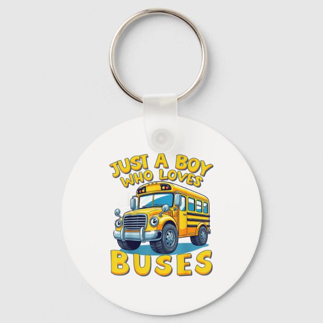 Chaveiro Just A Boy Who Loves Buses School Bus Lover Kids B (Frente)
