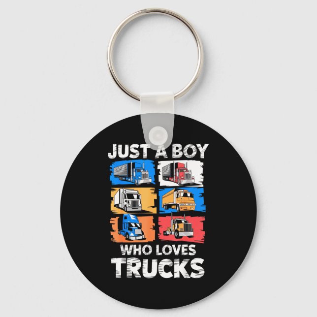 Chaveiro Just A Boy Who Loves Trucks Funny Semi Truck Lover (Frente)