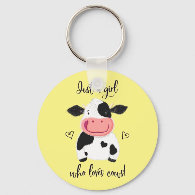 Chaveiro Just A Girl Who Loves Cows! Hearts And Holstein (Frente)