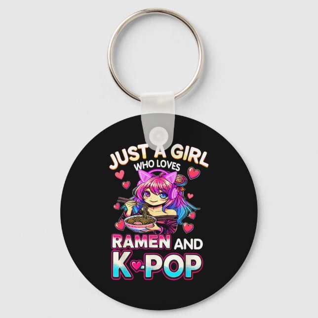 Chaveiro Just A Girl Who Loves Ramen And K-p  (Frente)