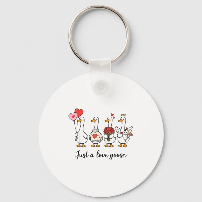 Chaveiro Just A Love Goose Cute Valentines Geese Heart Cud  (Frente)