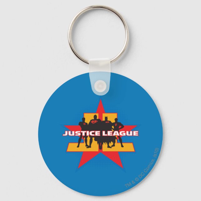 Chaveiro Justice League Silhouettes and Star Background (Frente)