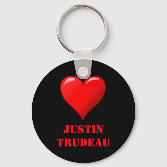 Chaveiro Justin Trudeau Cute Red Heart Love Red White Cool  (Frente)