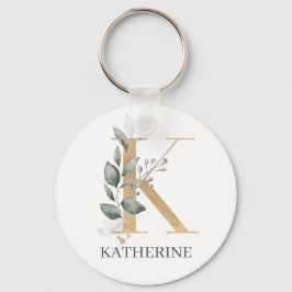 Chaveiro K Monograma Floral Personalizado