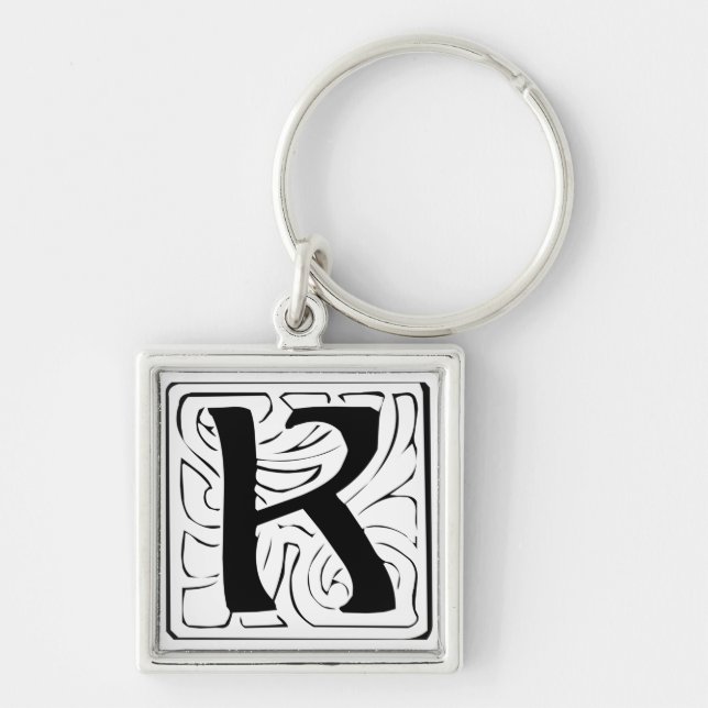 Chaveiro K Monogramm schwarz weiß Schlüsselanhänger (Frente)