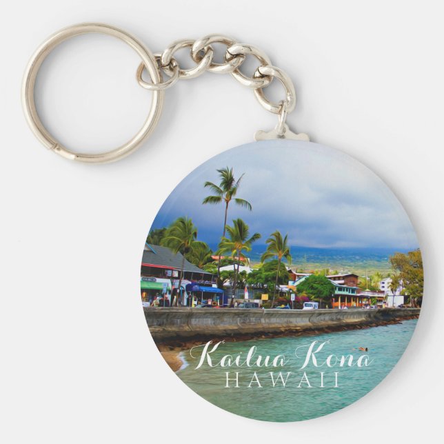 Chaveiro Kailua Kona Pier Hawaii Oil Paint Digital Art (Frente)