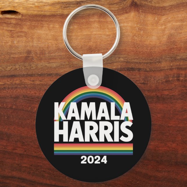 Chaveiro Kamala Harris 2024 Rainbow Orgulho gay LGBT Eleiçã (Frente)
