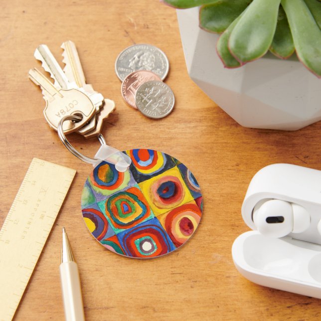 Chaveiro Kandinsky - Quadrados com Círculos Concêntricos (Mesa)