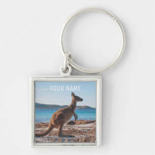 Chaveiro Kangaroo na praia, Baía de Lucky, Austrália