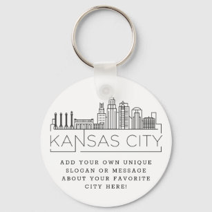 Chaveiro Kansas City Stylized Skyline   Slogan Personalizad
