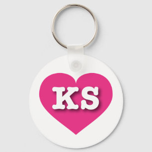Chaveiro Kansas Hot Pink Heart - Eu amo KS