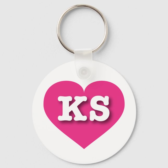 Chaveiro Kansas Hot Pink Heart - Eu amo KS (Frente)