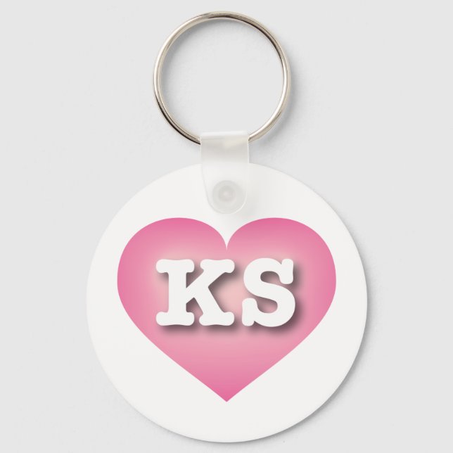 Chaveiro Kansas Pink Fade Heart - Eu amo KS (Frente)