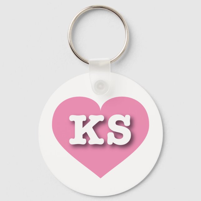Chaveiro Kansas Pink Heart - Eu amo KS (Frente)