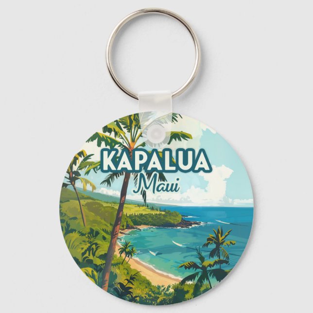 Chaveiro Kapalua Maui Hawaii Bay Beach Vacer Retro (Frente)