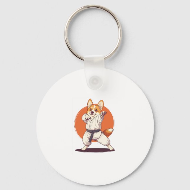 Chaveiro Karate Corgi � Cão de Artes Marciais (Frente)