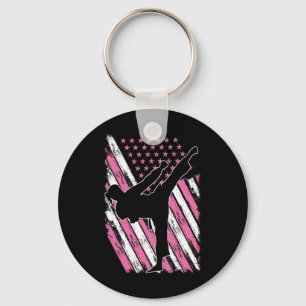 Chaveiro Karate Girl Usa Flag American Marcial Artes Americ