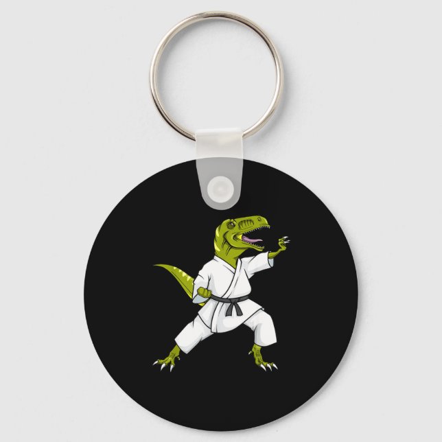 Chaveiro Karatesaurus T-rex Dinossauro Engraçado Karatê Sam (Frente)