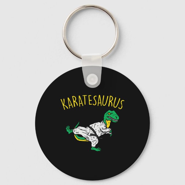 Chaveiro Karatesaurus Trex Karatê Dinossauro Engraçado Arte (Frente)