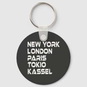Chaveiro Kassel New York London Paris Tokio Anhänger