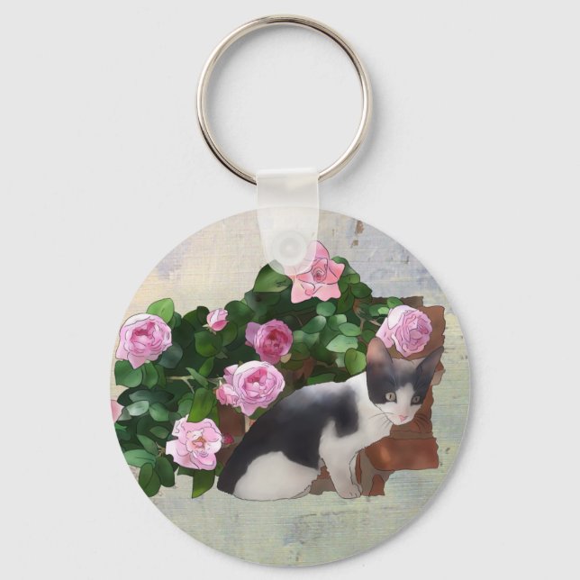 Chaveiro Katze im Rosenbusch (Frente)