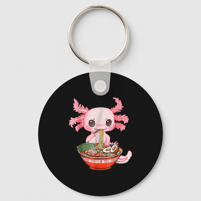 Chaveiro Kawaii Axolotl Ramen Comida Gráfico A engraçado ja (Frente)
