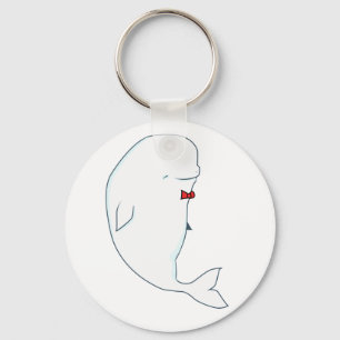Chaveiro kawaii beluga whale with red bowtie