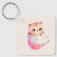 Kawaii Blushing Pink Chibi Cat