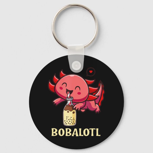 Chaveiro Kawaii Bobalotl Axolotl Boba Tea Bubble milk Anime (Frente)