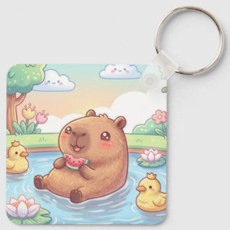 Chaveiro Kawaii capy in a pond