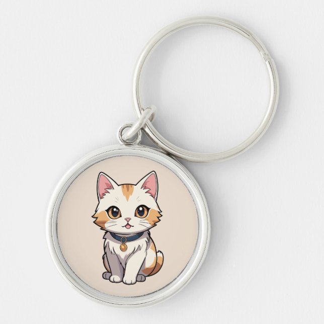 Chaveiro Kawaii Cat com Charm Felino (Frente)