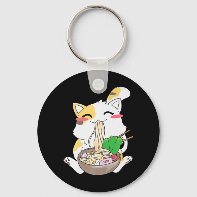 Chaveiro Kawaii Cat Ramen Anime Comida Japonesa Garota-Pres (Frente)